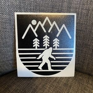 REI Bigfoot Sasquatch Mountains Sticker Black